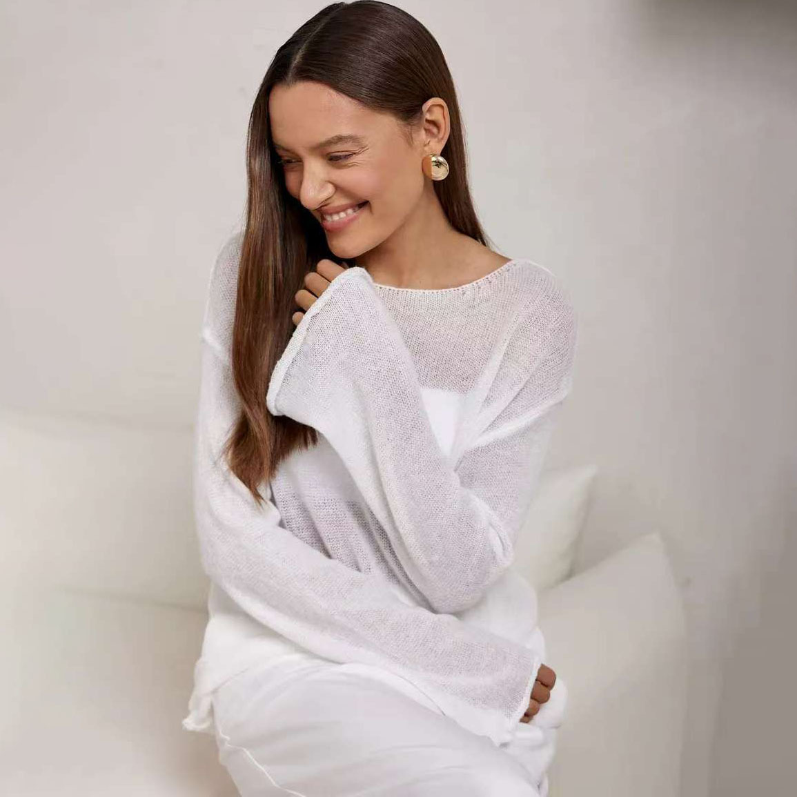Women's See-through Openwork Knit Sweater