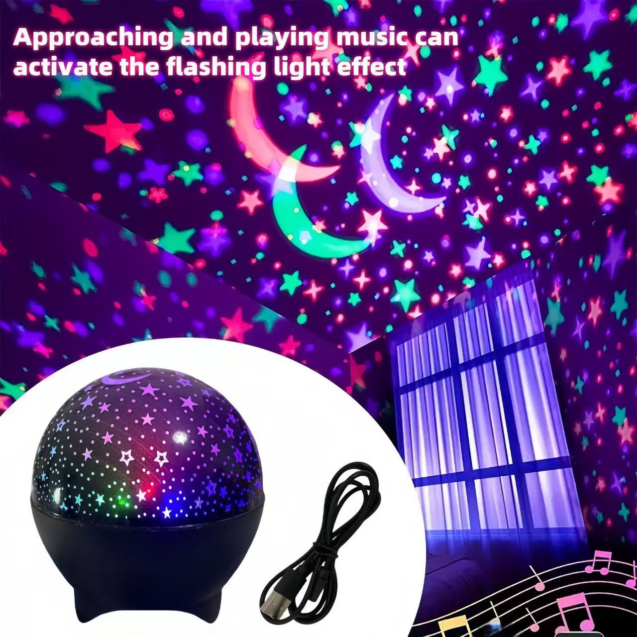 Creative Dreamy Childrens Starry Moon Multicolor Starry Sky Projection Lamp
