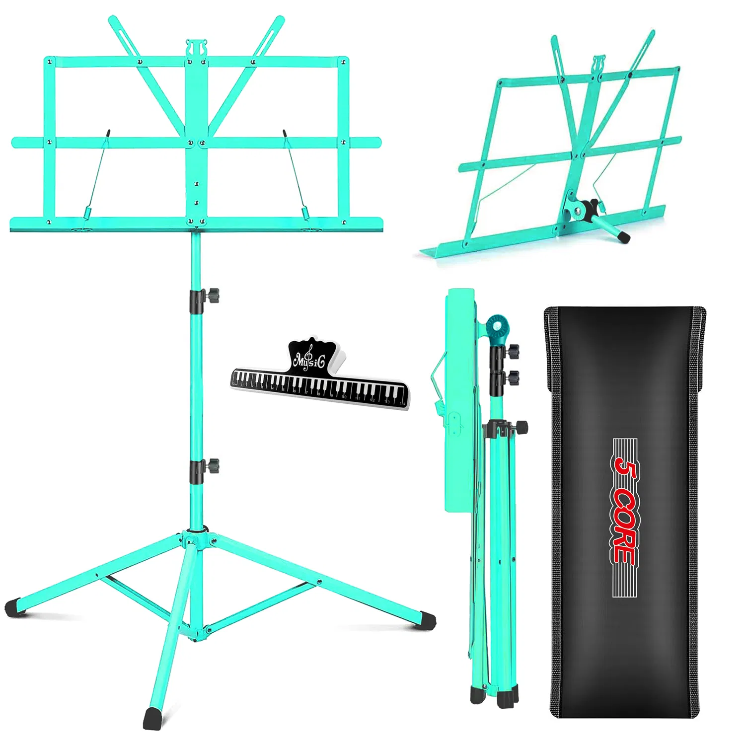 5 Core Music Stand Adjustable Desktop Book Stands Portable Sheet Holder All Metal…