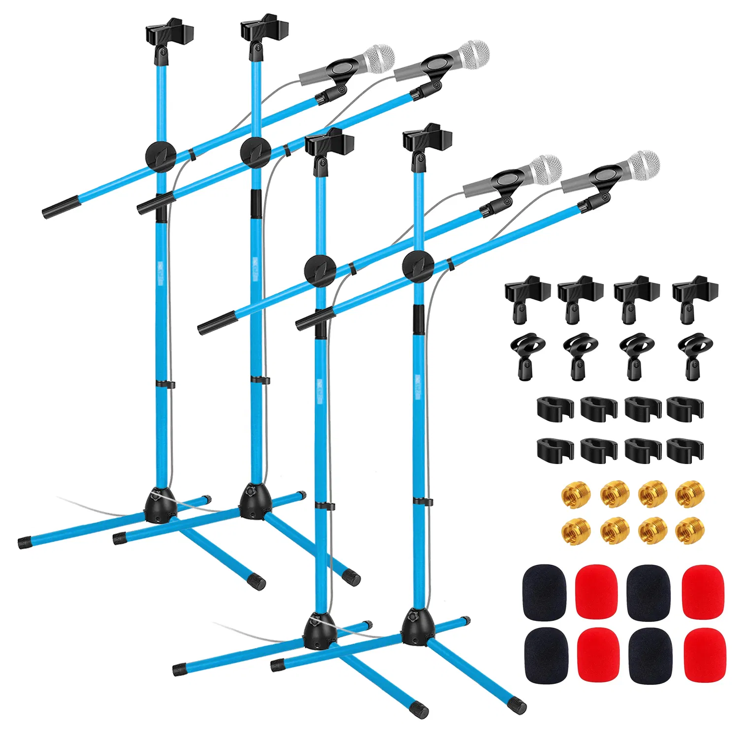 5Core Tripod 4Pcs Mic Stand Adjustable 76" Heavy Duty Floor Microphone Boom Arm