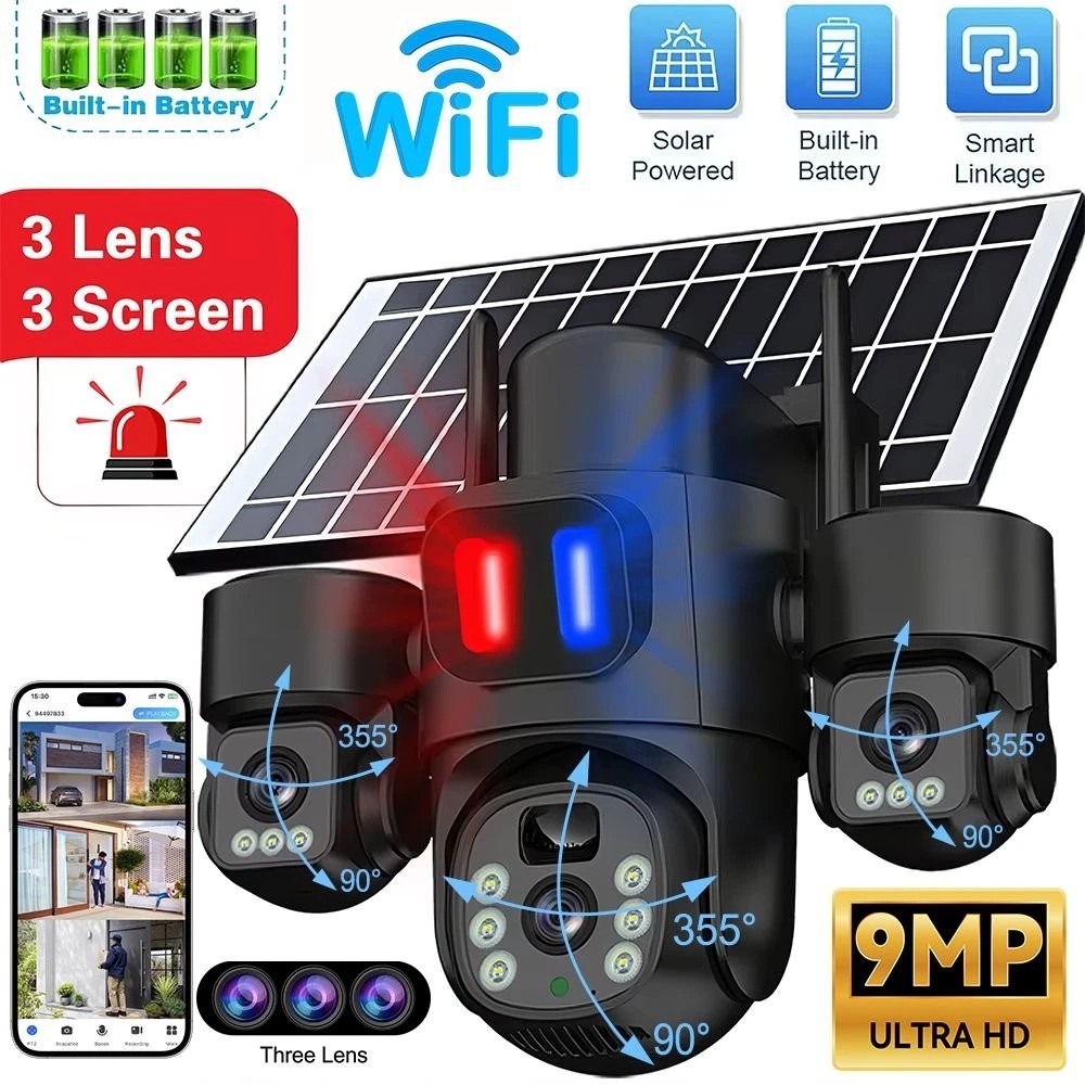 3-in-1 Wireless Solar Camera 360 Waterproof Durable Outdoor Energy Saving WIFI
