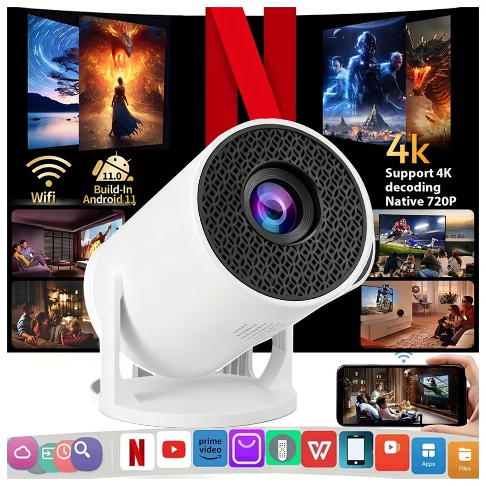 Android Mini Projector Smart HD 5G4K WiFi Wireless Bluetooth Office Home Theater