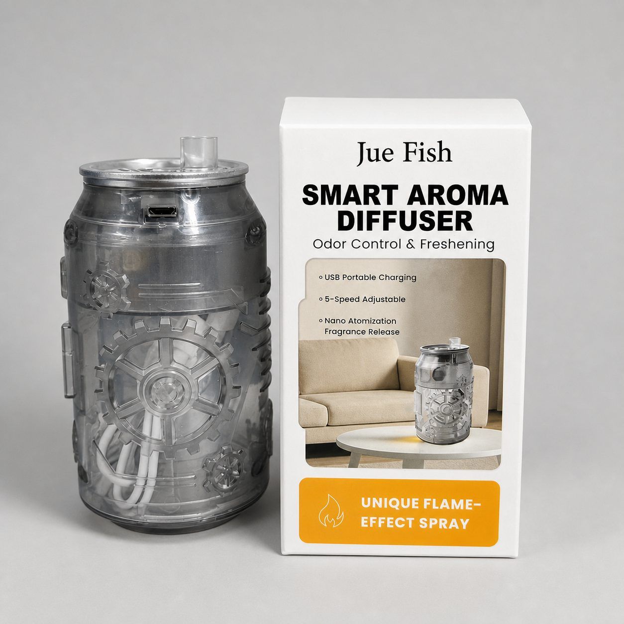 JUE FISH Can-Shaped USB Aroma Diffuser, 1 Piece