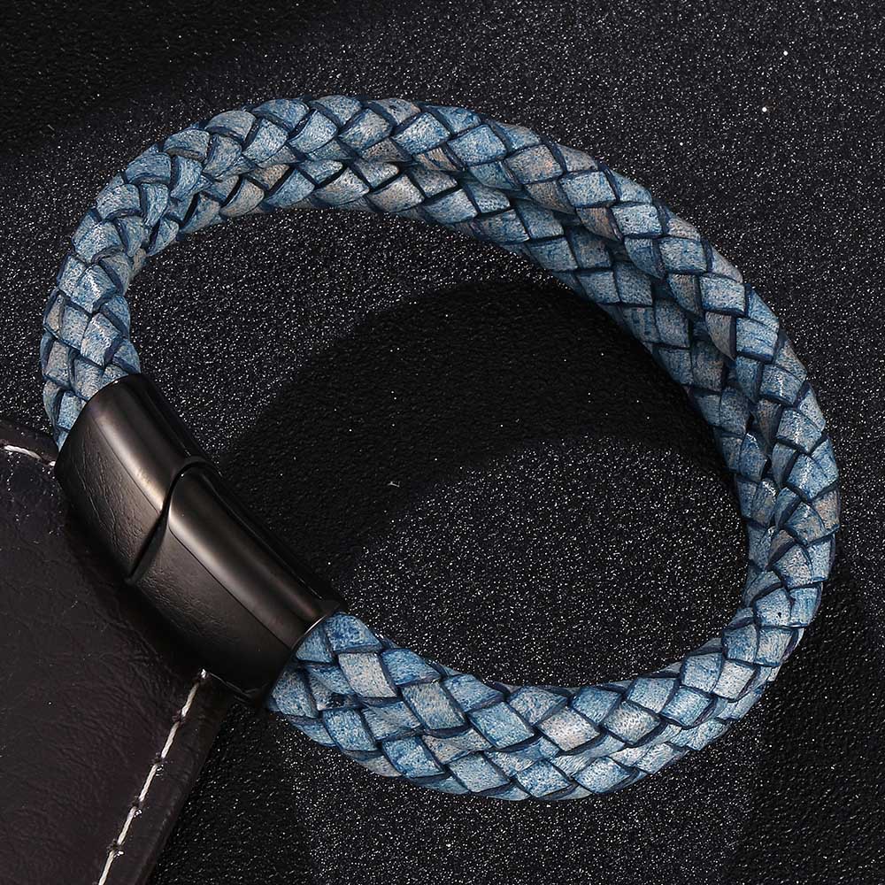 Vintage Genuine Leather And Stainless Steel Bracelet
