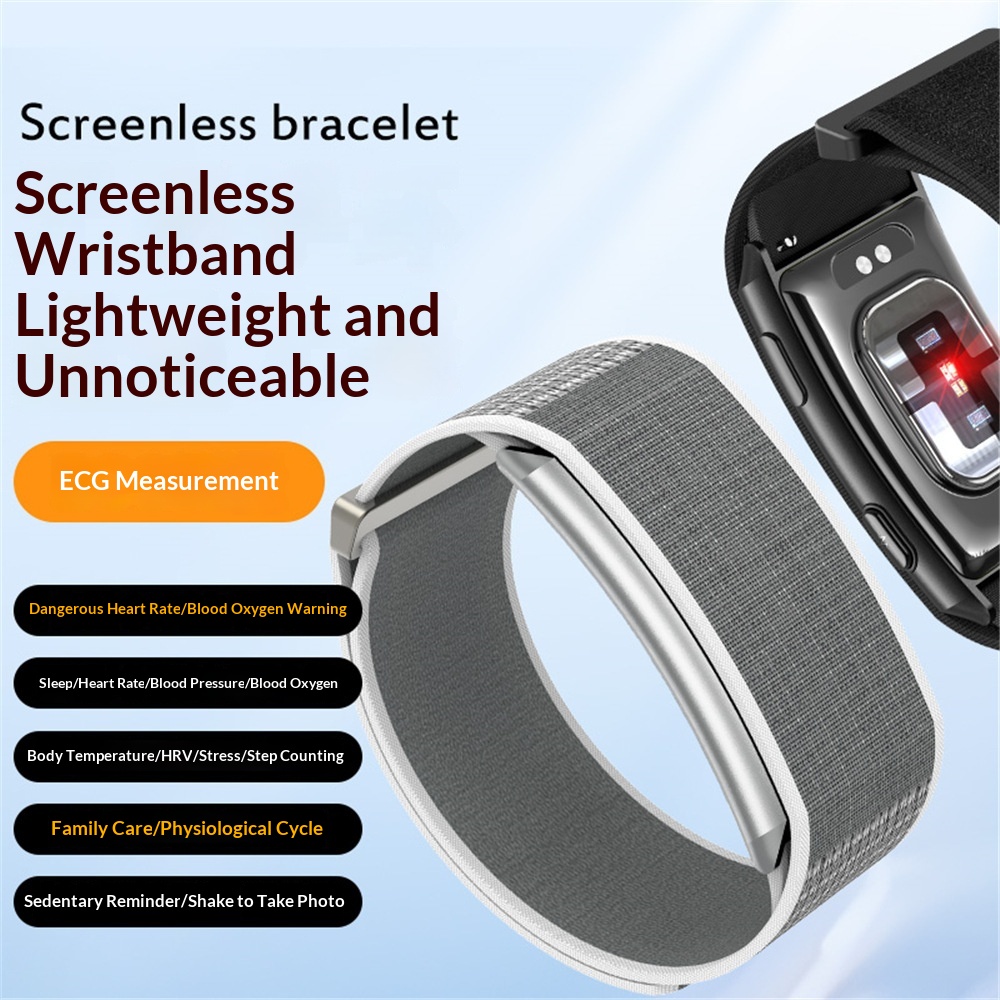 Screen-Free Bracelet ECG Heart Rate Blood Oxygen Body Temperature Measurement Exercise