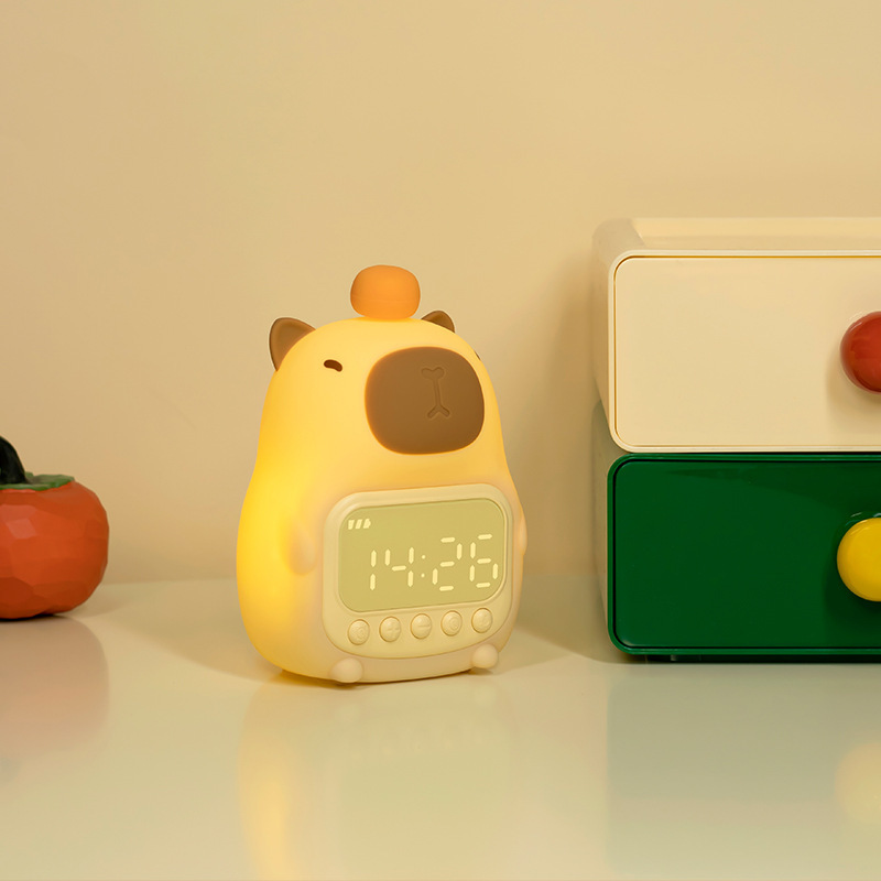 Popular Capybara Silicone Alarm Clock Night Light, Rechargeable Dimmable Tap Control LED…