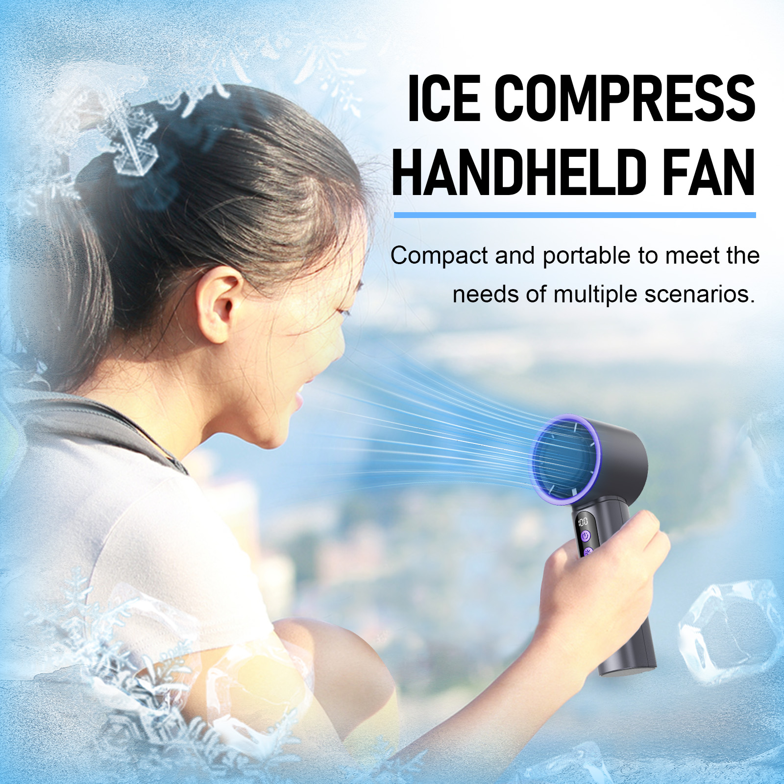 Ice Pack Handheld Fan Roland Gray 1pc
