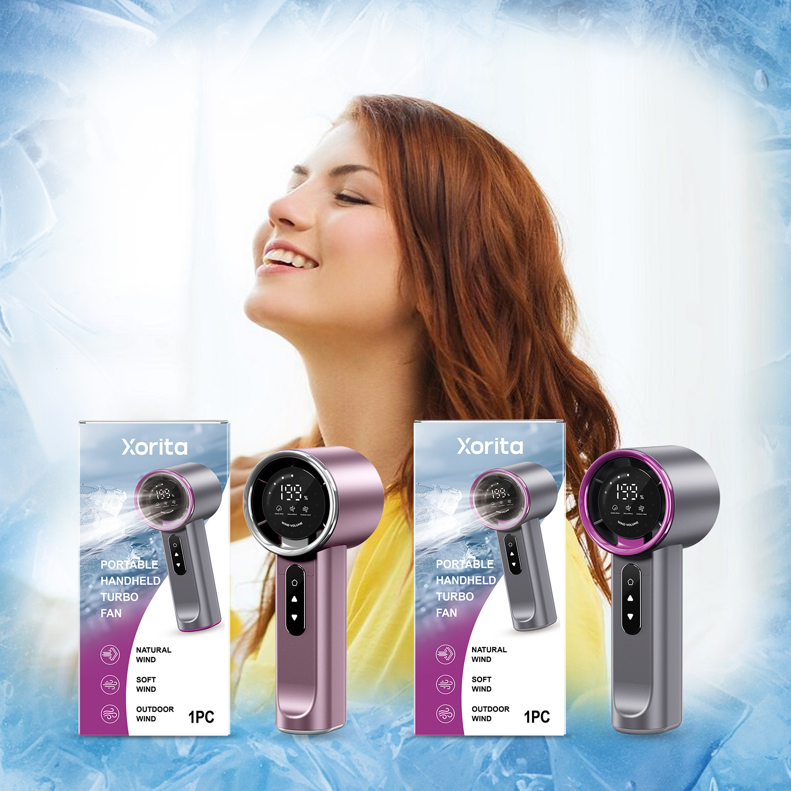 High-speed Handheld Fan Purple