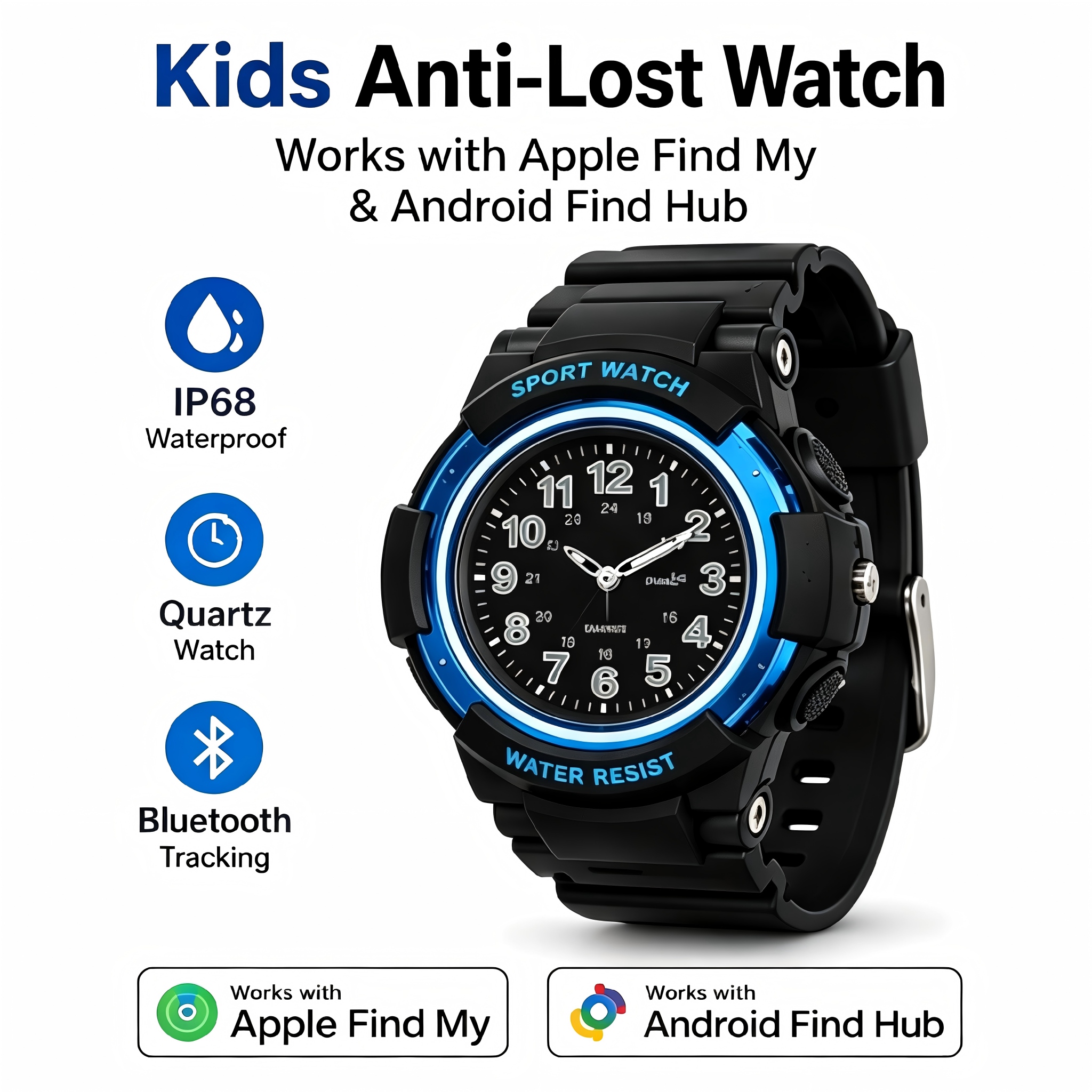 Kids Anti-Lost Watch Find My Android Find Hub Bluetooth Tracker Quartz Watch IP68…
