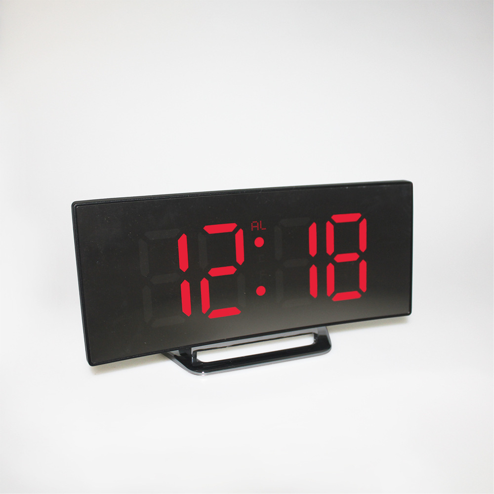 Creative Curved Electronic Clock, Large Screen LED Clock, Mirror Clock, Silent Alarm…