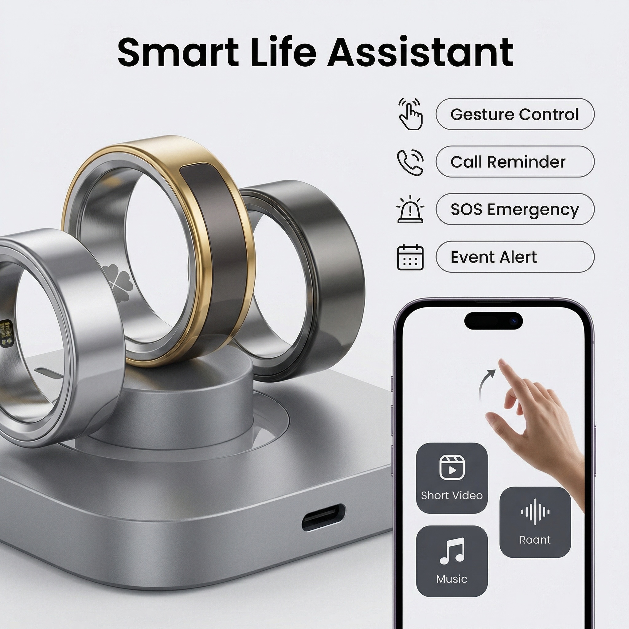 Smart Ring Health Tracker Fitness Ring Heart Rate Blood Oxygen Sleep Monitor Smart Ring…