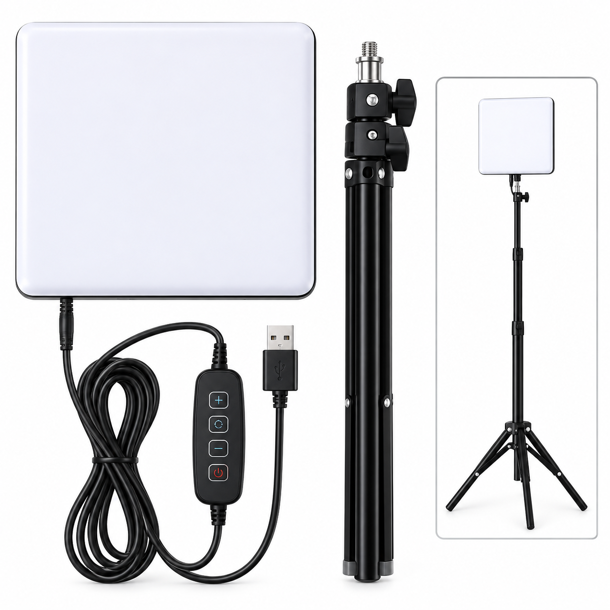 LED Fill Light With Adjustable Tripod Stand, USB Powered Dimmable Panel Light With 3…