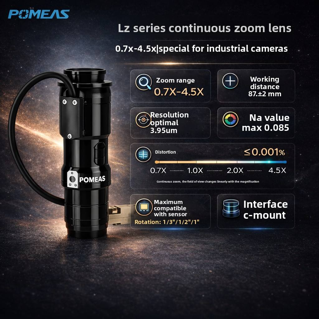 0.7X-4.5X Continuous Zoom Lens C-Mount 3.95um Low Distortion Machine Vision Industrial…