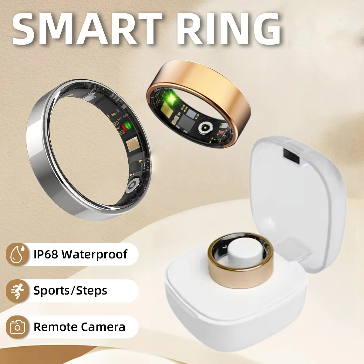 Smart Ring Bluetooth Call Heart Rate Blood Pressure Monitor 5ATM Waterproof Health Ring…
