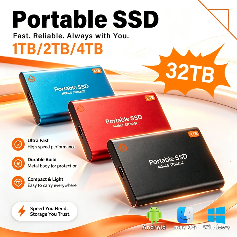 8TB external hard drive 2TB/4TB portable solid state drive 128TB large capacity SSD…