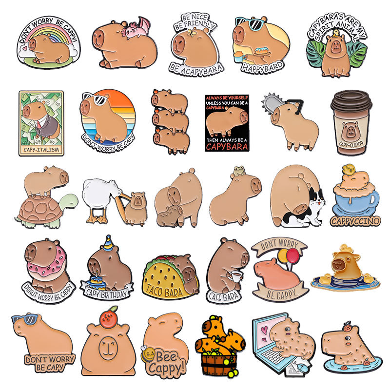 Animal Capybara Style Paint Badge Brooch