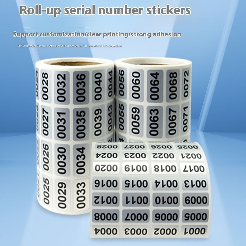 1- Digital Label Serial Number Sticker Matte Silver Adhesive Label