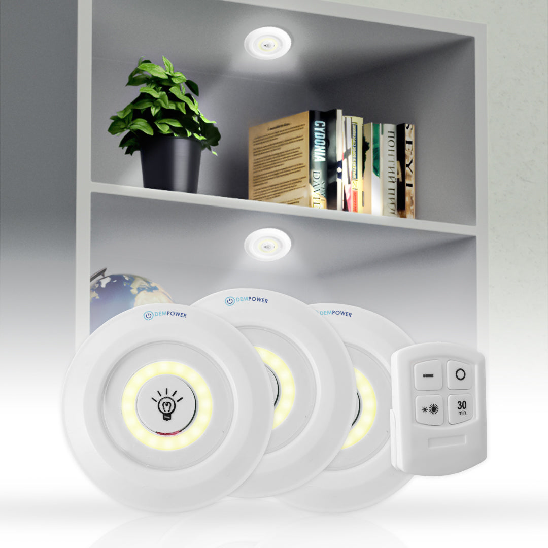 3-Pack Sticky LED Spot Lights With Smart Control Remote