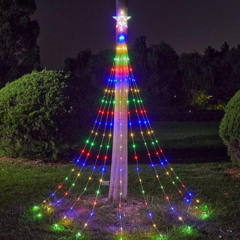 Pentagram Waterfall Light Outdoor Courtyard Christmas Decoration