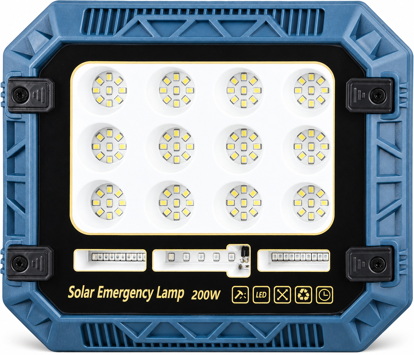 Solar Powered Rechargeable Battery Display 18650 W8112 2 Red Blue Warning LED Flood Light…