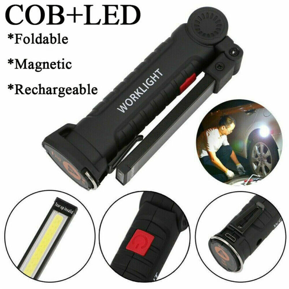 Portable COB LED Work Light Car Garage Mechanic USB Rechargeable Torch Lamp AUS