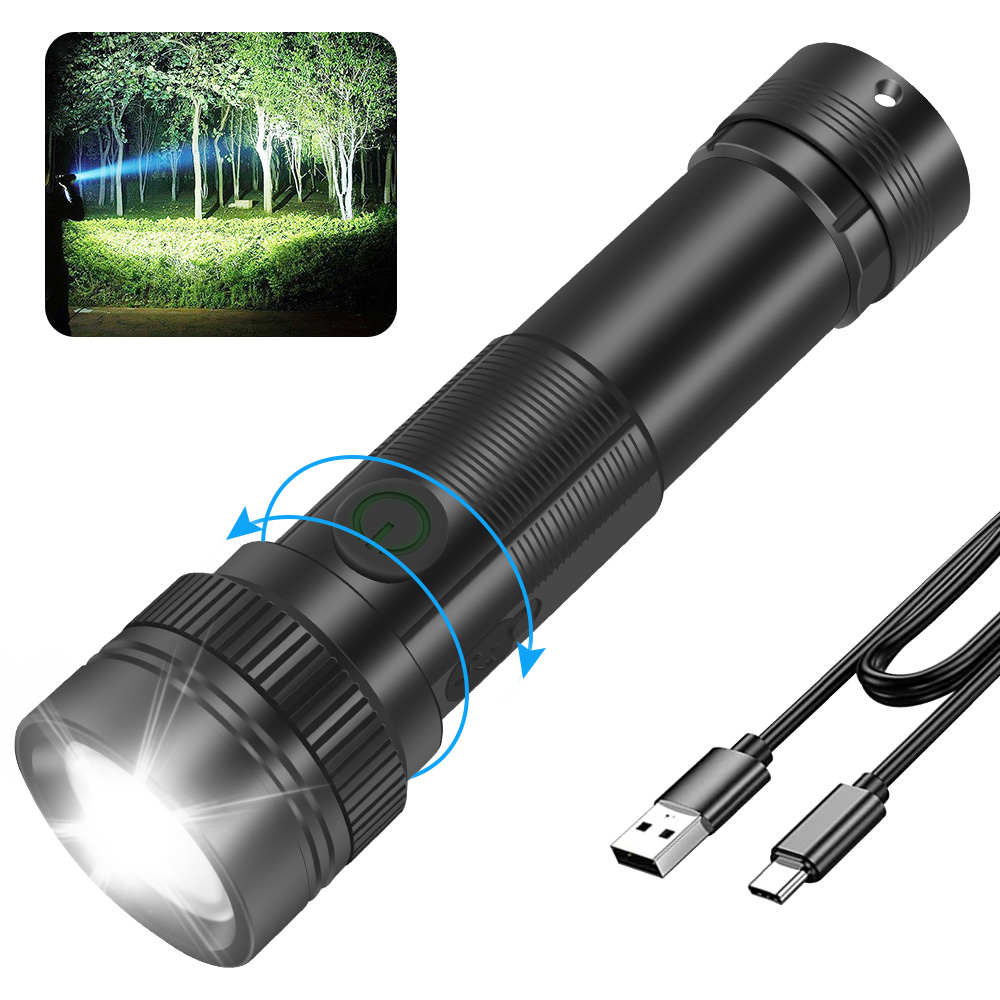 BORUIT ST12 USB Rechargeable Compact Tactical Torch 2500 Lumen Long Distance