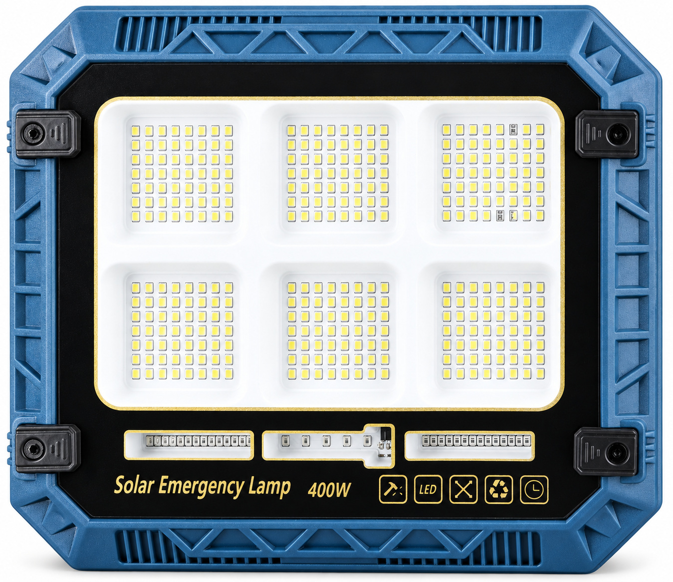 Solar Powered Rechargeable Battery Display 18650 W8113 3 Red Blue Warning LED Flood Light…