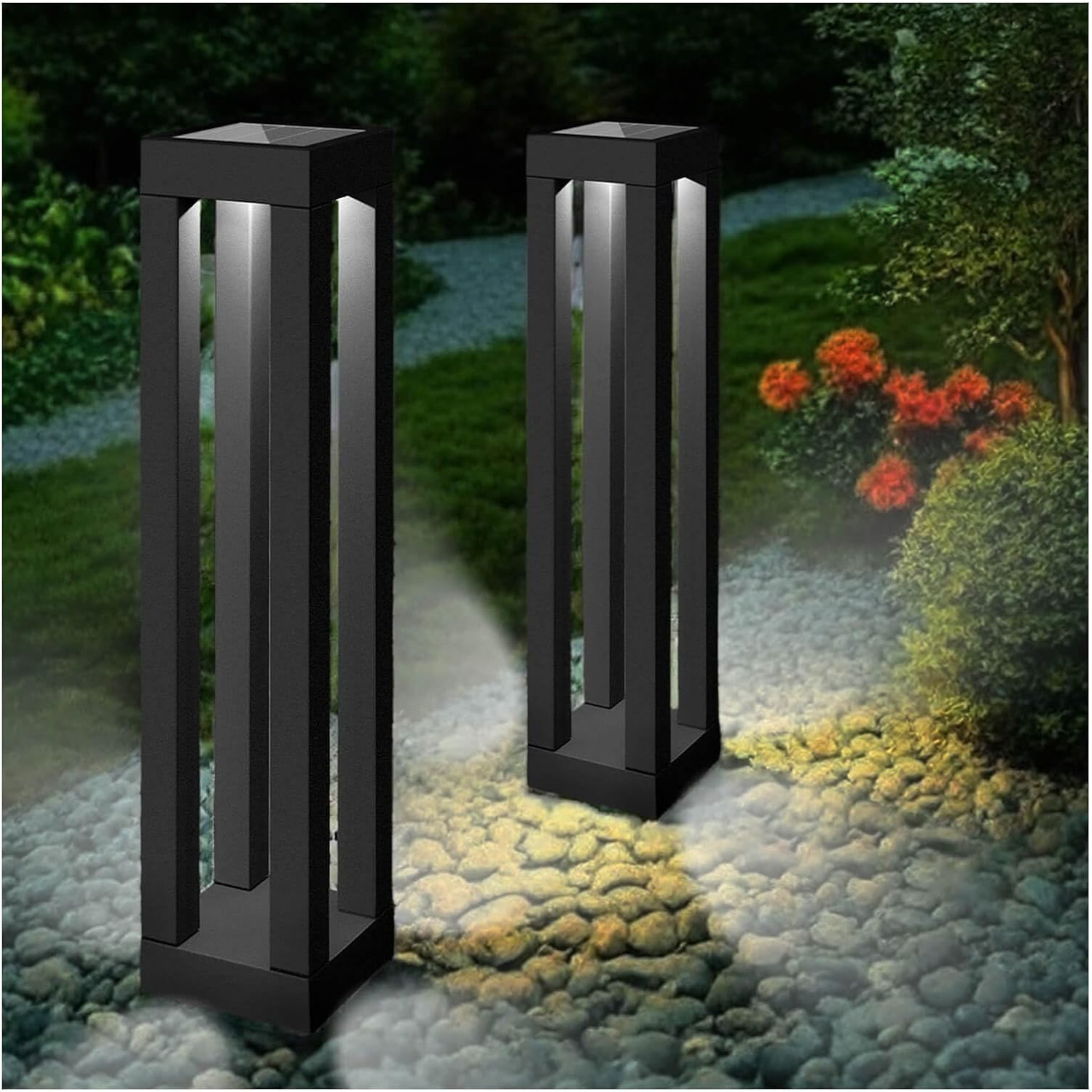Outdoor Waterproof Square Solar-Powered Lawn Post Light