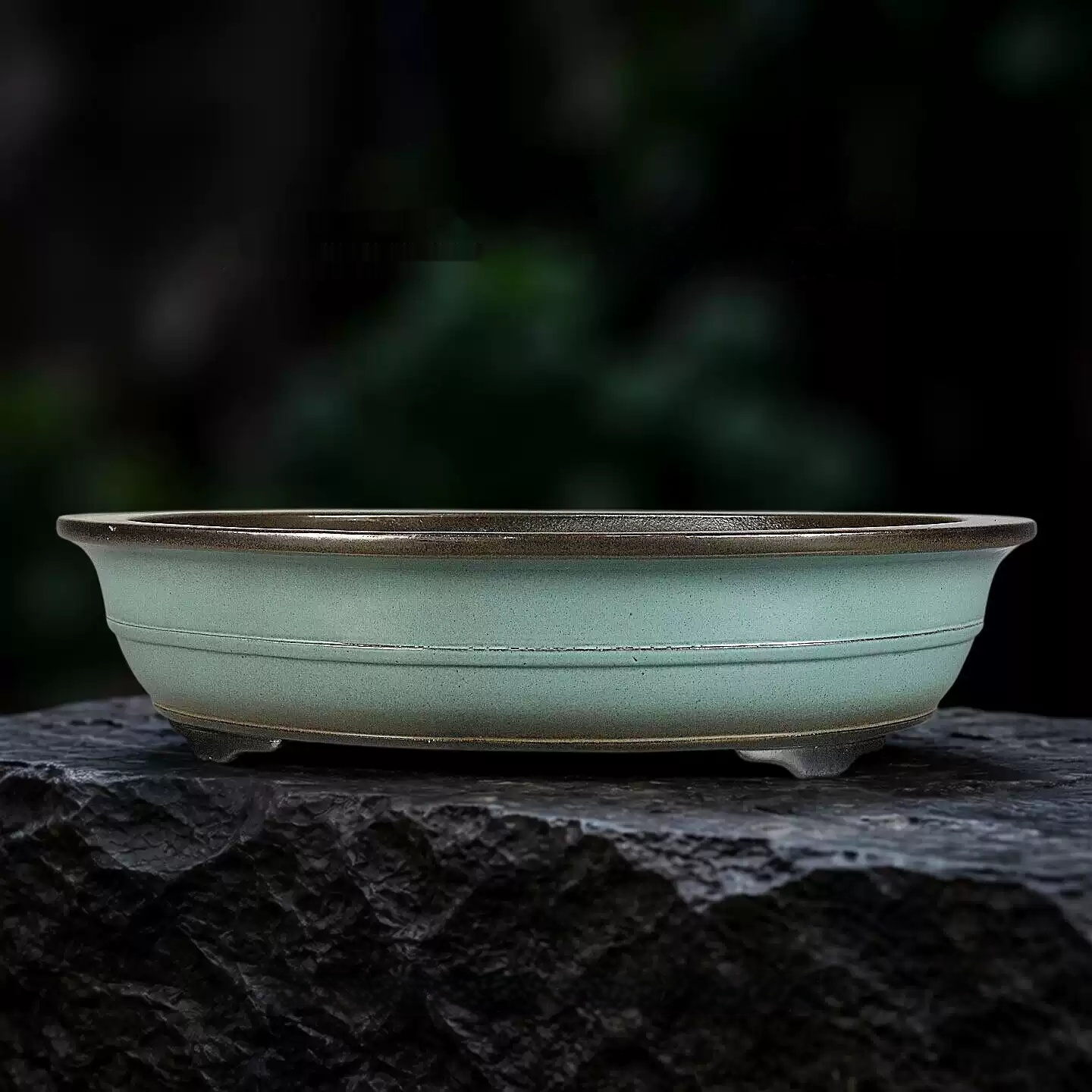 Handmade Antique-style Light Green Glazed Yixing Flower Pot