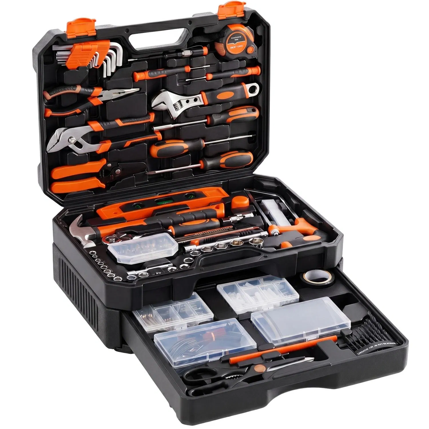 330-Pack Hand Tool Set, Professional Grade, Organized Storage Case, Black-Red or…