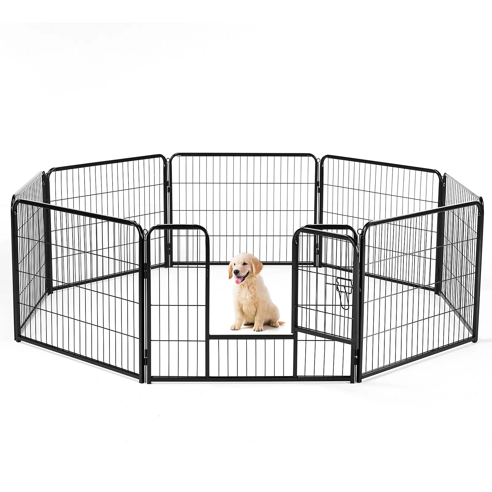 Dog Playpen Indoor Fence Height Metal Exercise Pen with Door Small Puppy/Medium/Large…