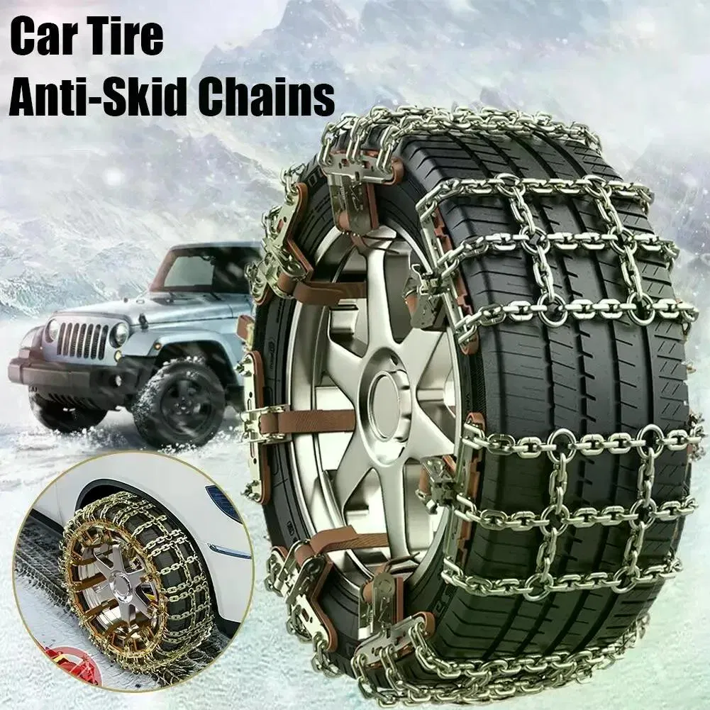 4-Pack Car Snow Chains, Anti-Slip Emergency Traction Tire Chains for Ice Snow Mud Sand…