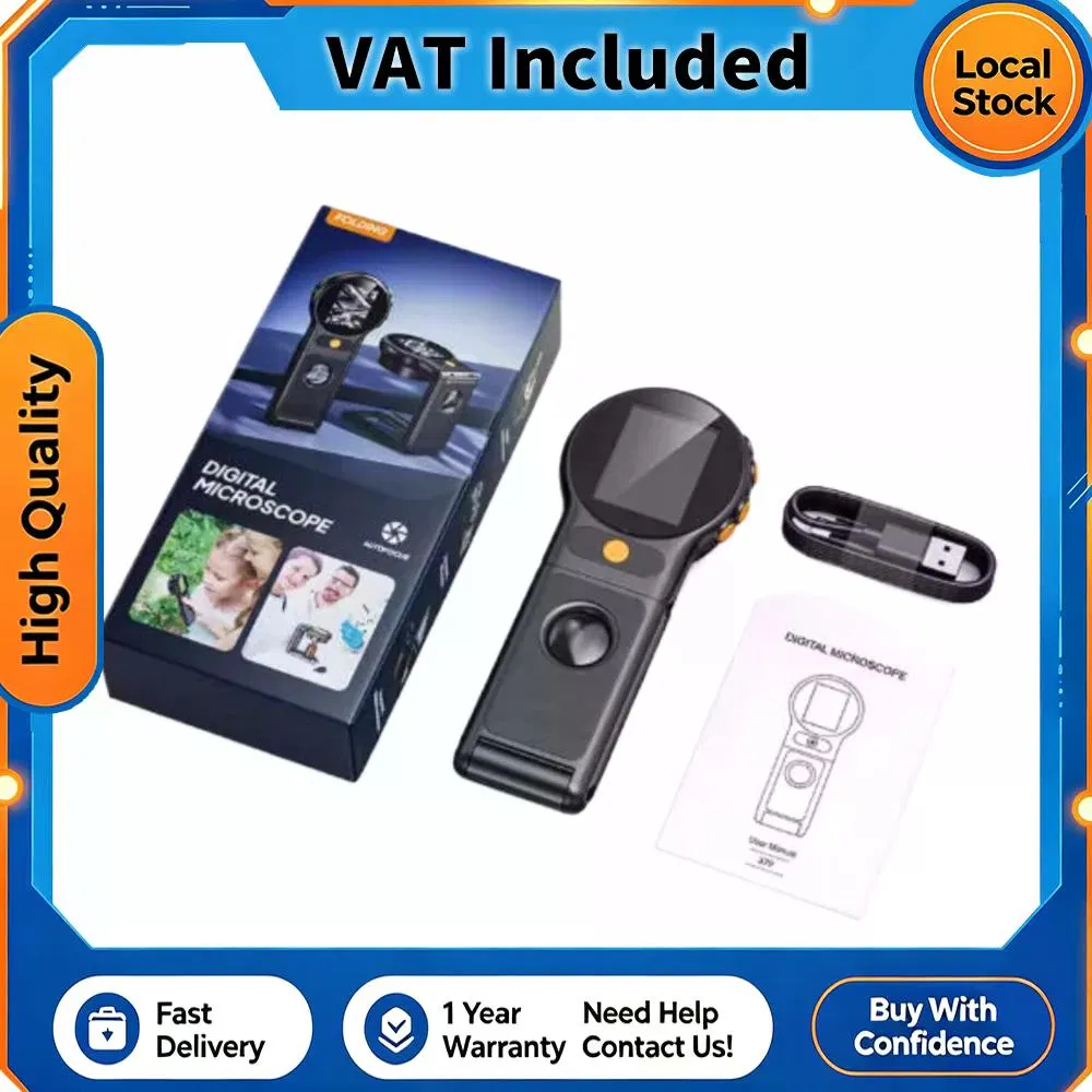 Autofocus 500X Digital Microscope 2MP 8LEDs Coin Video Microscopes Foldable Magnifying…