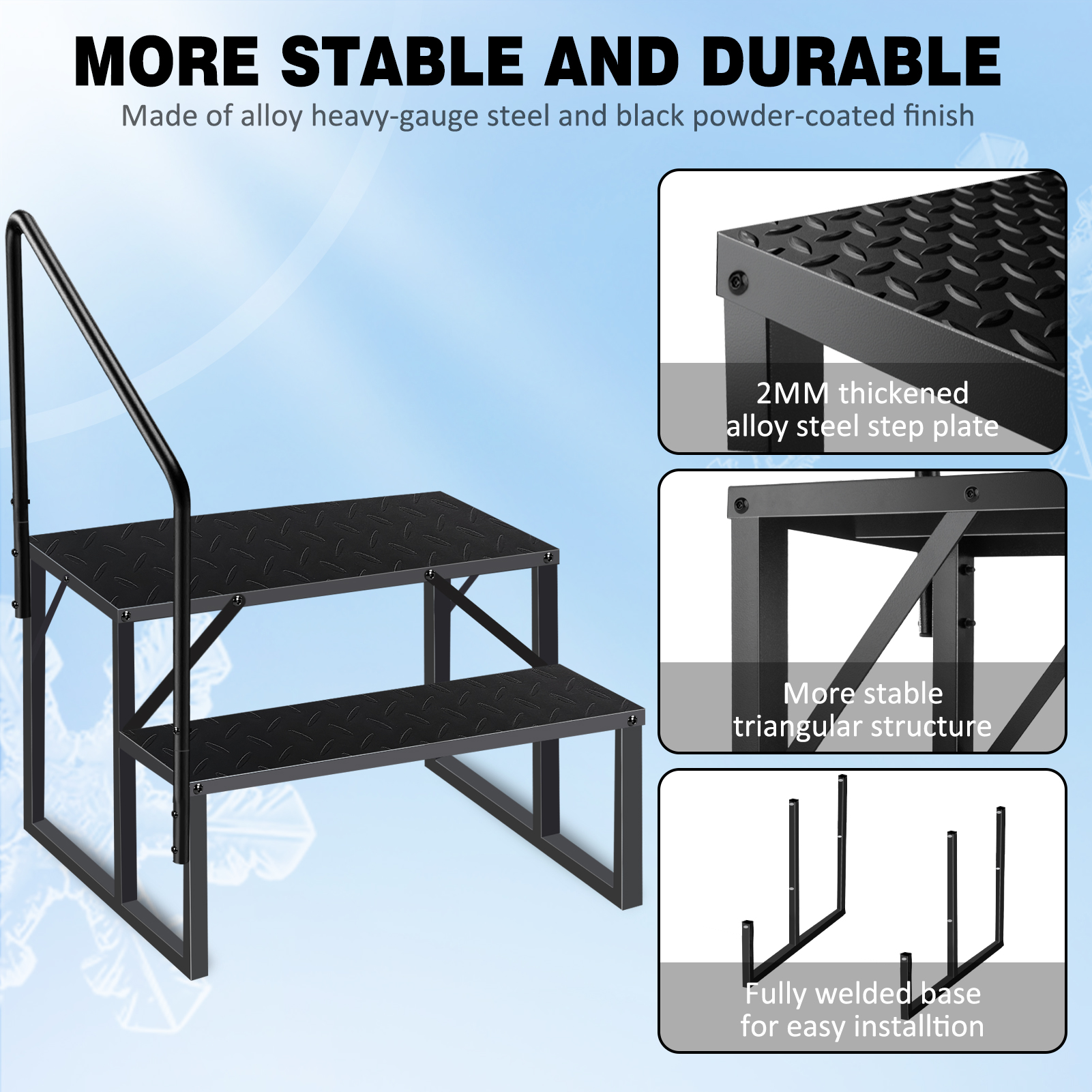 2-level Ladder With Handrails, Above Ground Swimming Pool Ladder, RV Ladder With Anti…