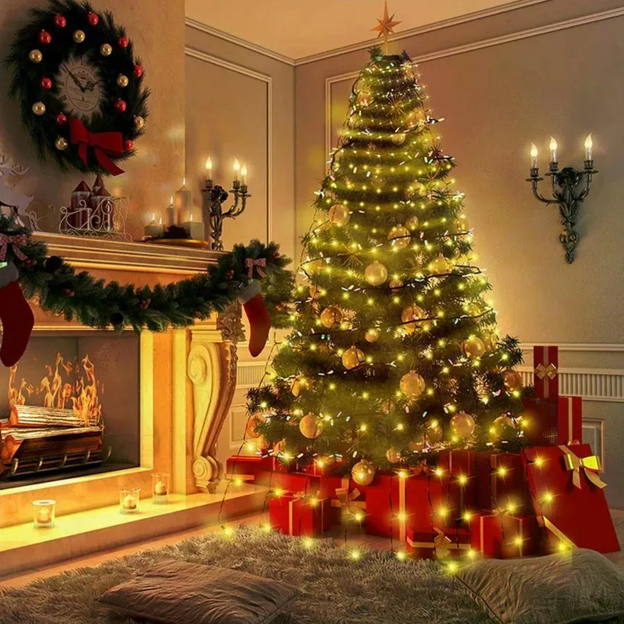 400 LED Christmas Icicle Lights Warm White Multicolor IP44 Waterproof 220V Plug In Fairy…