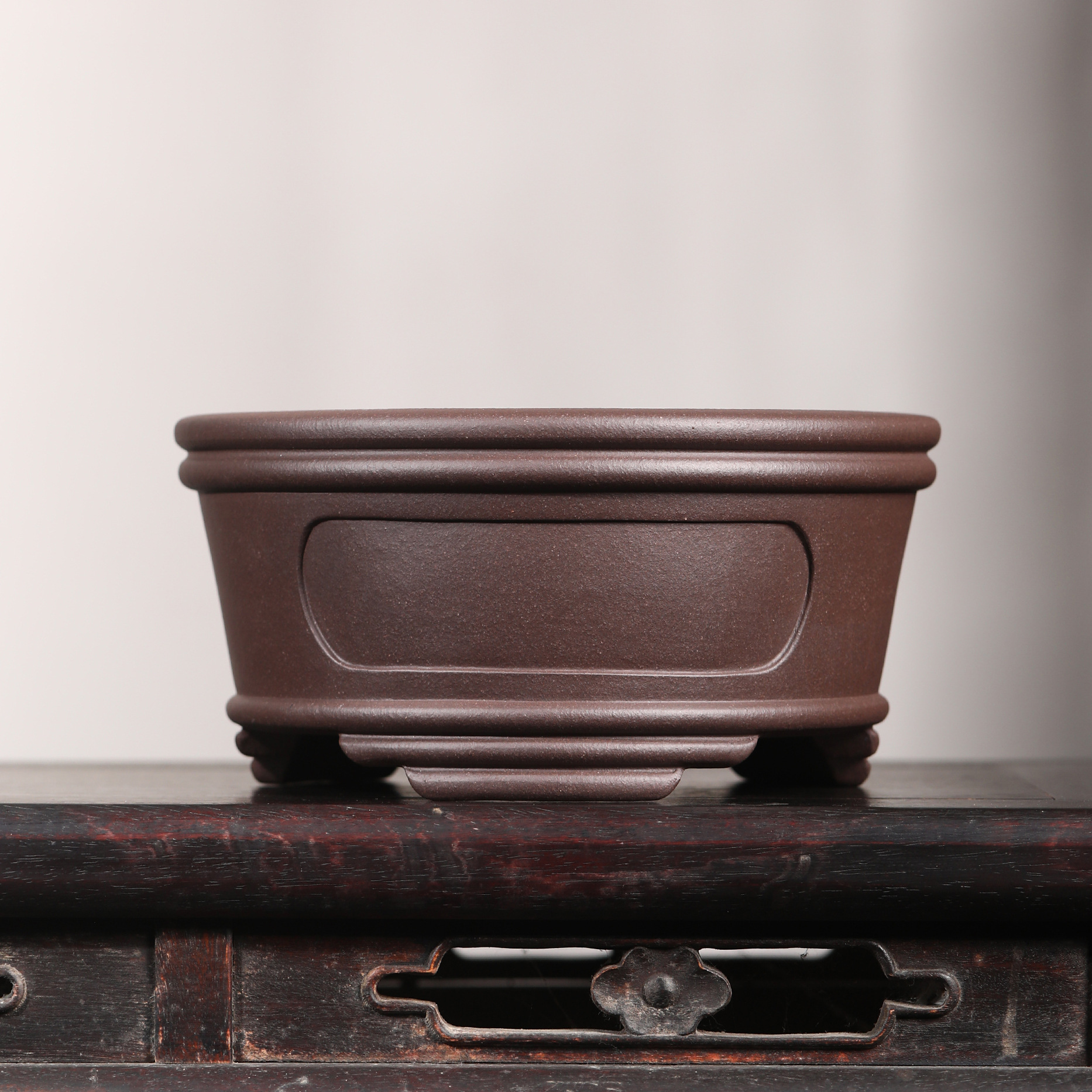 Large Round-mouth Desktop Zisha Flower Pot For Indoor And Outdoor Use In Courtyards