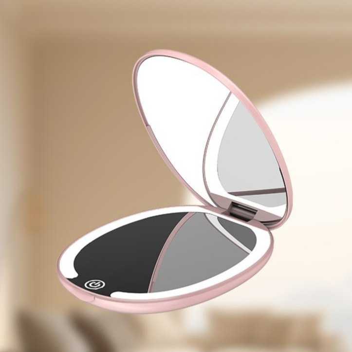 Handheld LED Double-Sided Folding Portable Lighted Makeup Mirror