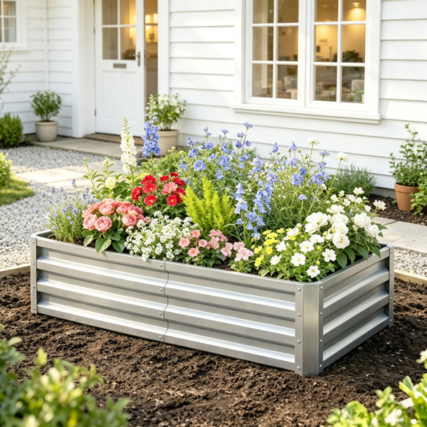 4inch X 2inch X 1inch Galvanized Raised Garden Bed For Patio Herb Gardening, Sturdy Metal…