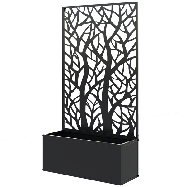 Garden Bed Galvanized Planter, Garden Bed With Privacy Pan