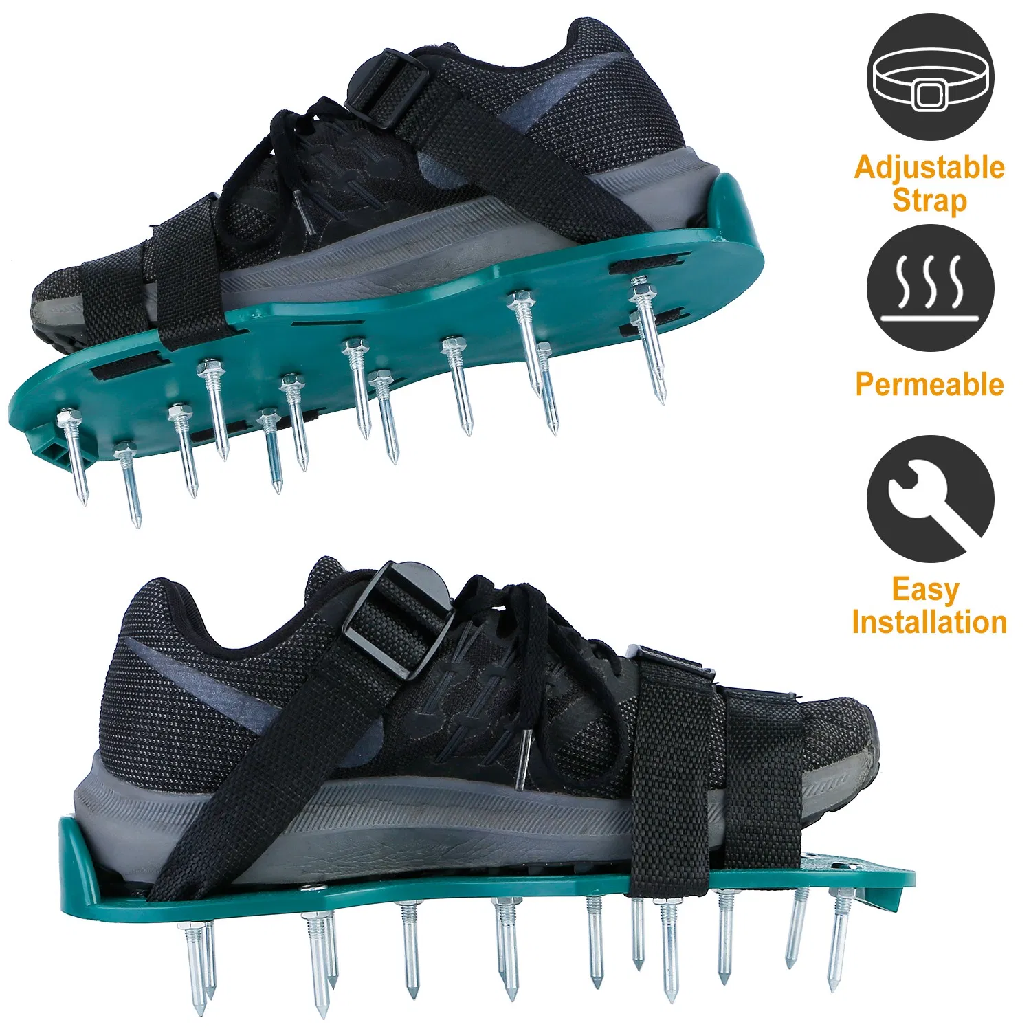 1Pair Lawn Aerator Shoes Grass Aerating Spike Sandal Heavy Duty Aerator Shoes w…