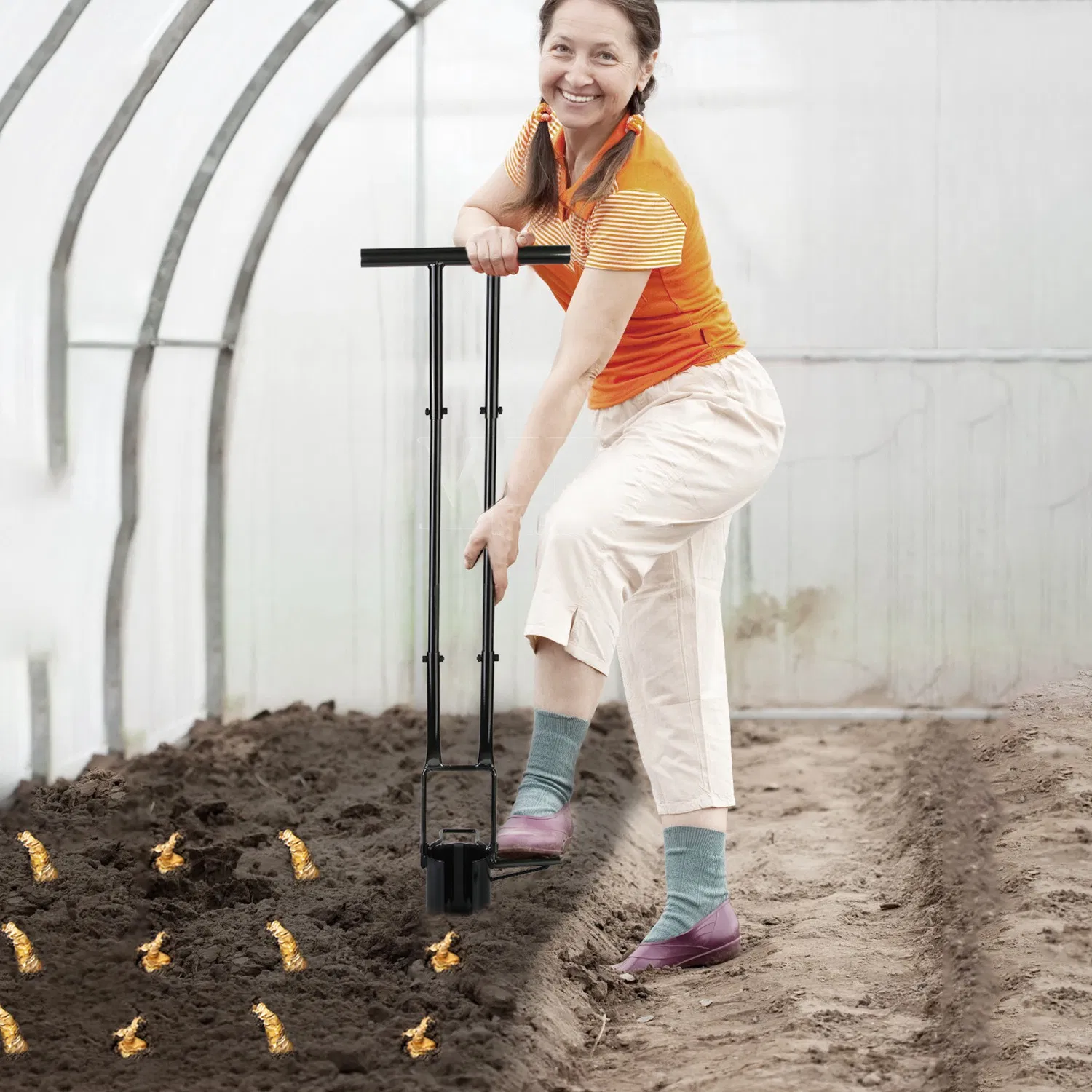 Ergonomic Long Handle Bulb Planter, 5-in-1 Multifunctional Garden Planting Tool for…