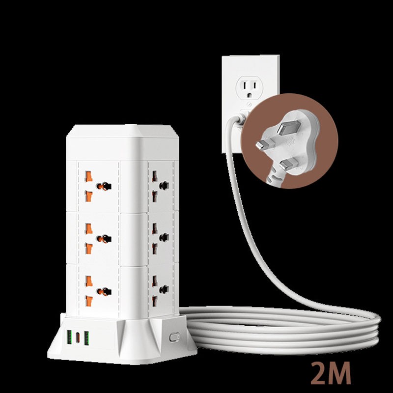 Extension 12 Way Tower Power Lead With 3 P Orts Multi Socket Surge Protected