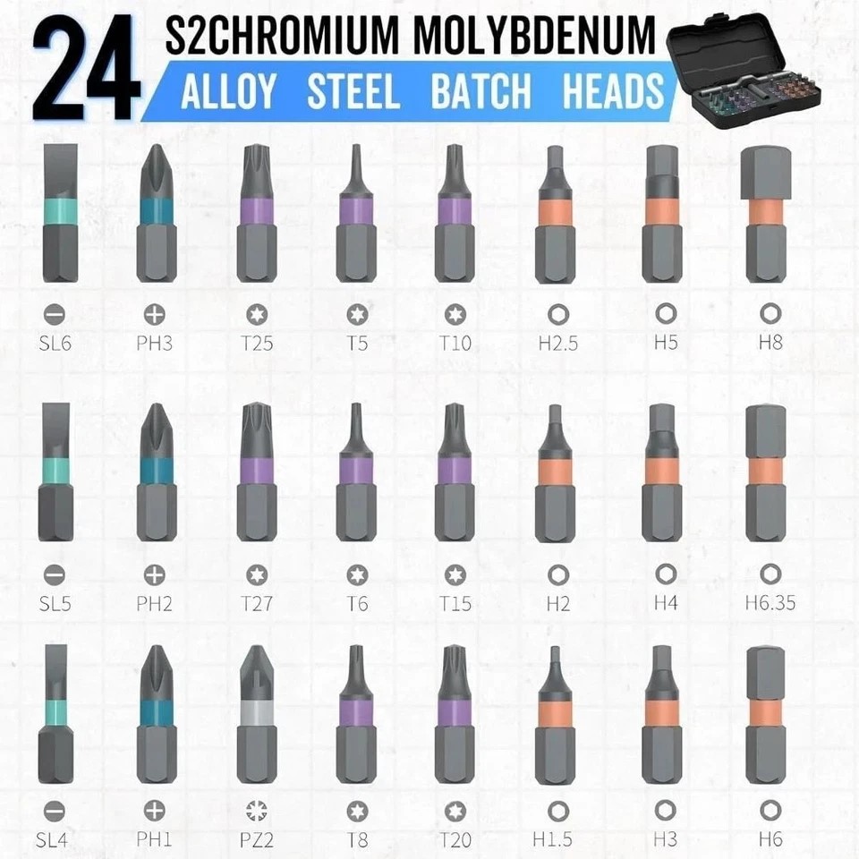 24-in-1 Magnetic Screwdriver Set DIY Ratchet Screwdriver Kit For Home, Bikes