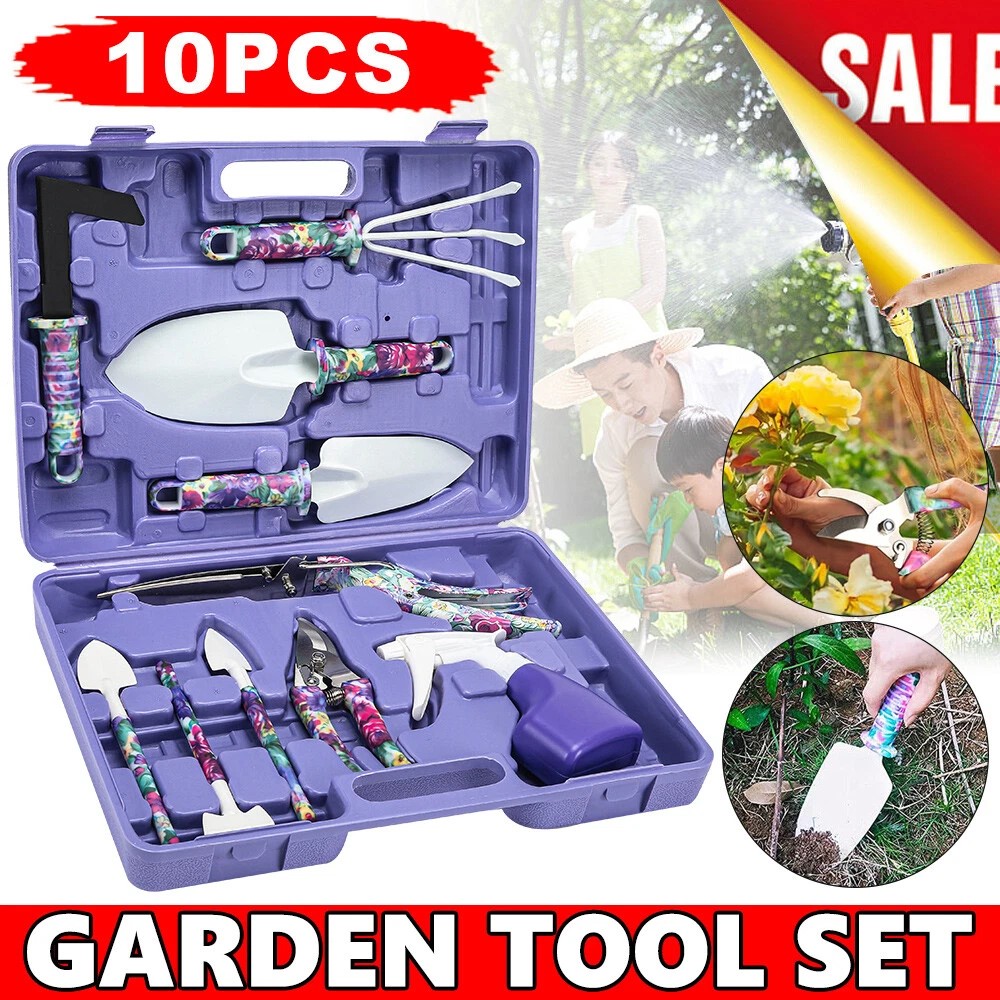10-Pack Garden Tool Set Shovel Harrow Potted Flower Gardening Tools Gift Kit