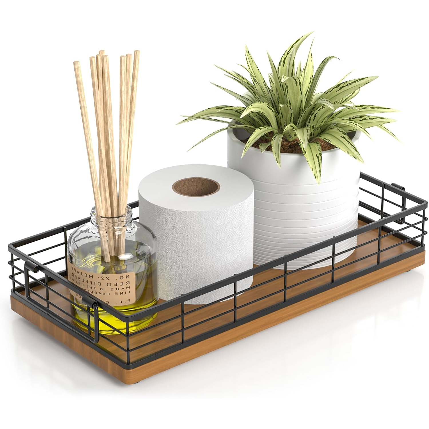 Toilet Paper Basket, 13 Bathroom Toilet Tank Basket With Handles Walnut
