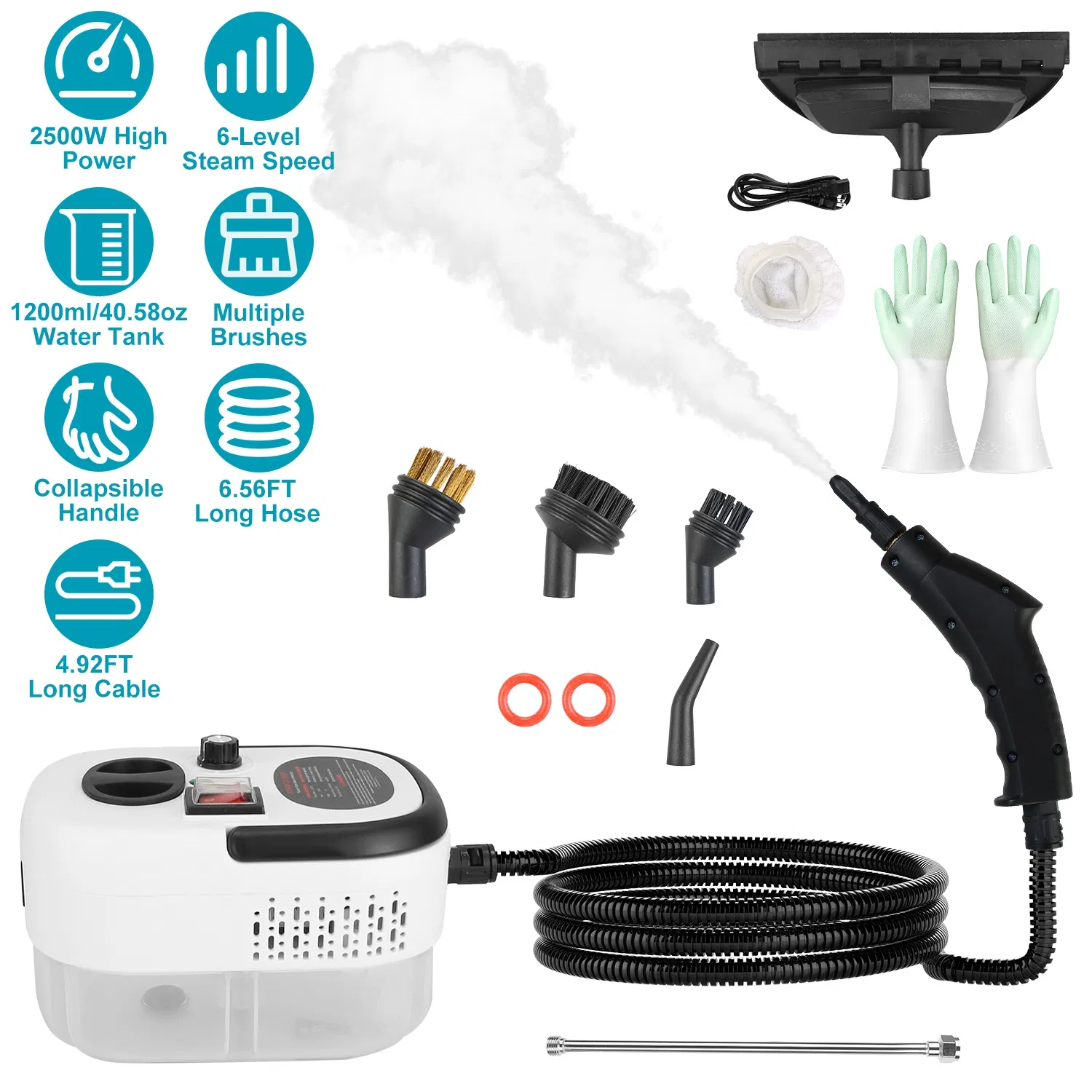 1200ml Tank Steam Cleaner 2500W 3 Bar Hot Steam Output 6 Adjustable Speeds, Complete…