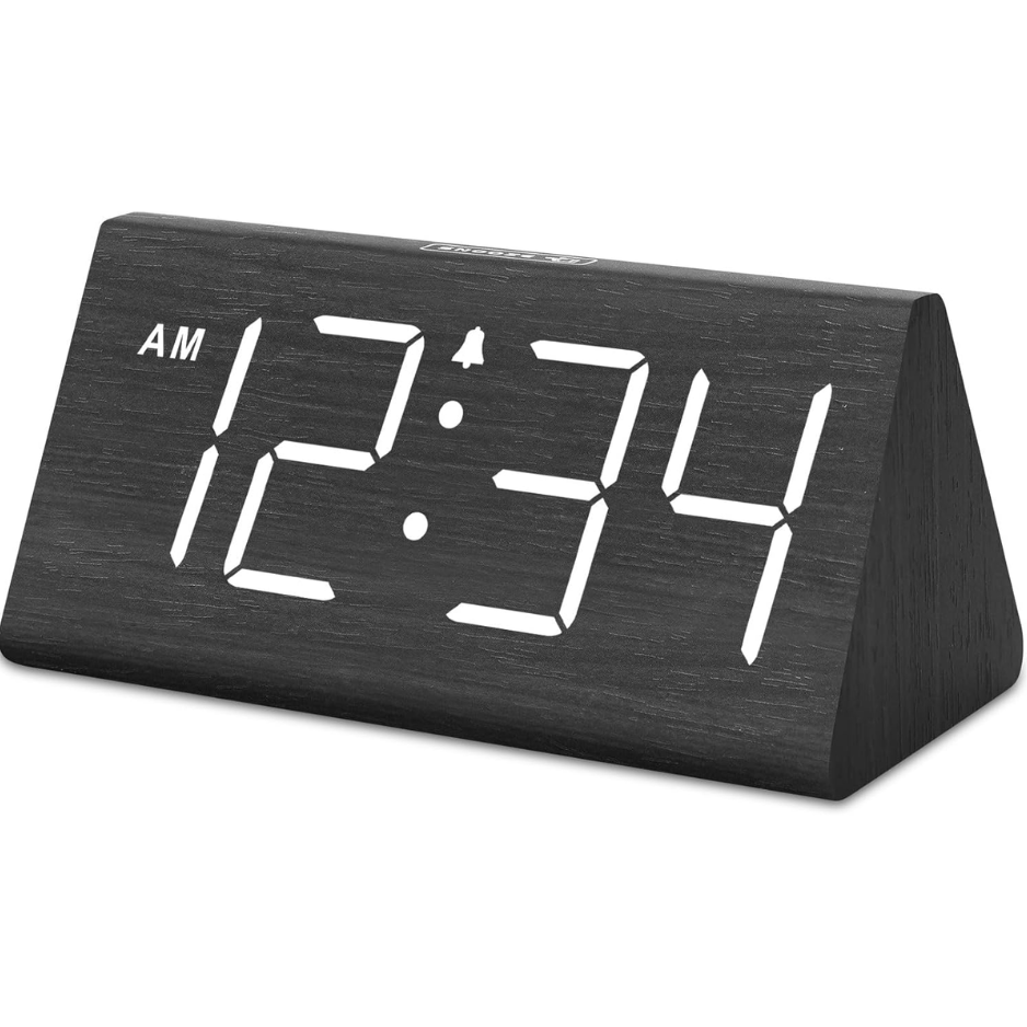 DreamSky Wooden Digital Alarm Clock For Bedroom Living Room, Large Numbers