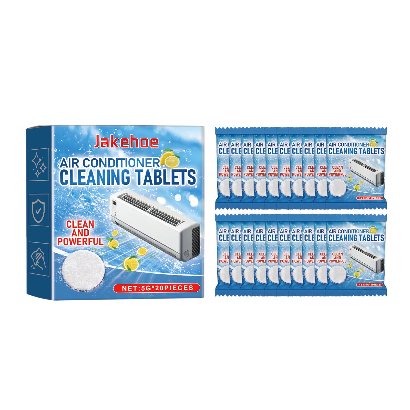 JAKEHOE Air Conditioner Cleaning Tablets, 5 g*20Pieces
