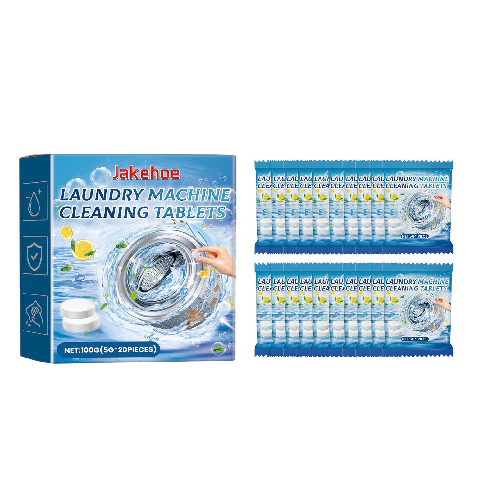 JAKEHOE Washing Machine Cleaning Tablets, 100 g