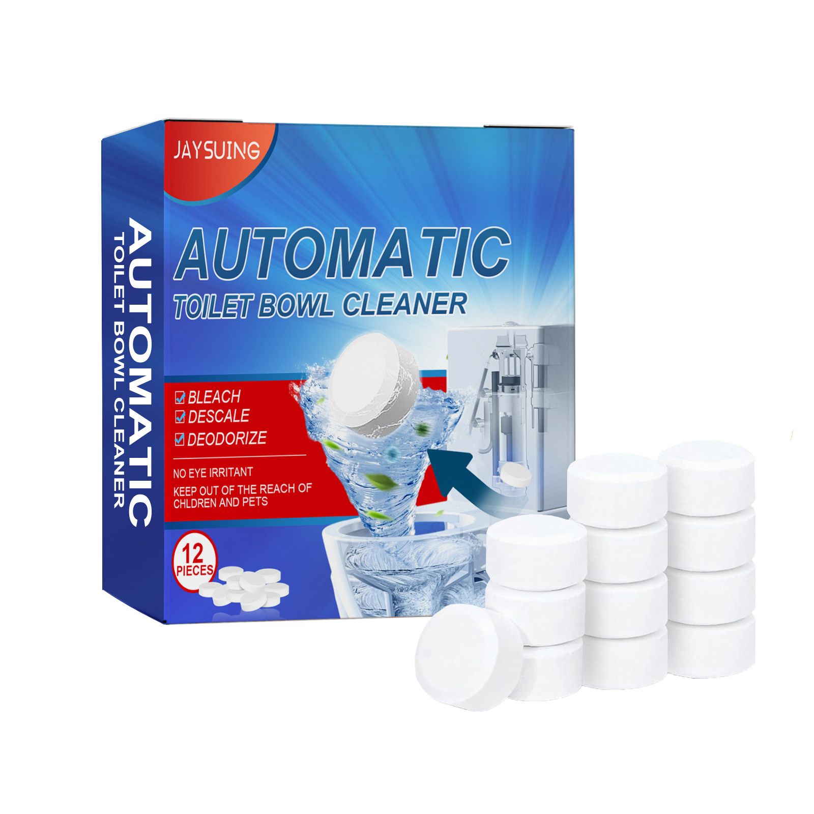 JAYSUING Toilet Bowl Cleaning Tablets, 12 Pieces